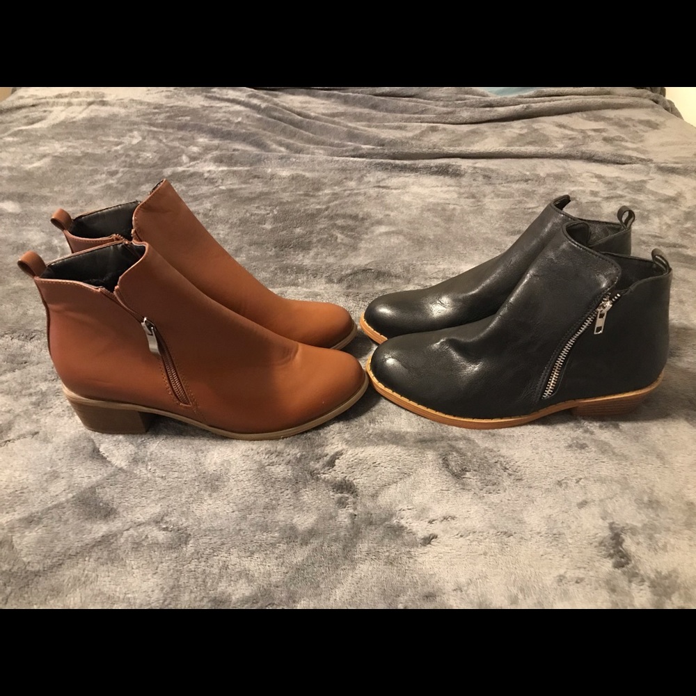 2 pair Zipper ankle boots. Size 8 New